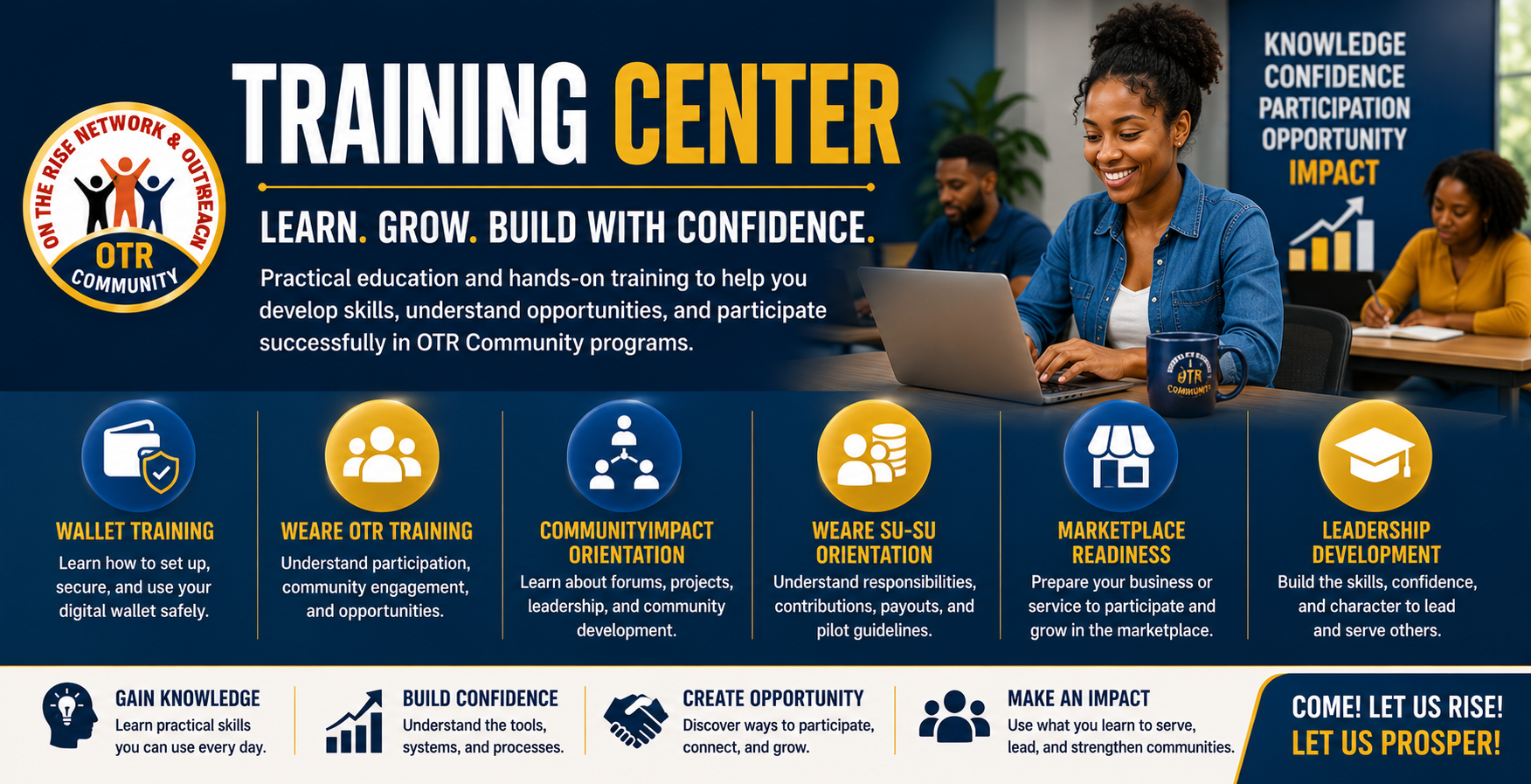 OTR Community Training Center — practical education, leadership development, technology readiness, and responsible community participation